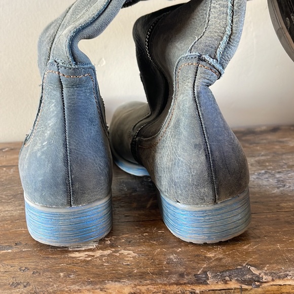 Bed Stu Gray Blue Leather Zipper Boots - Picture 9 of 9